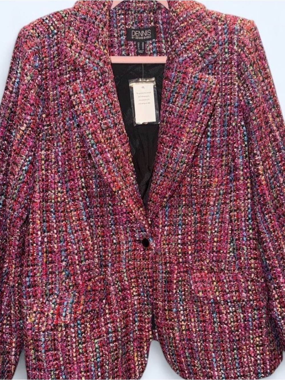 dennis basso Pink Multi-Color Tweed Blazer